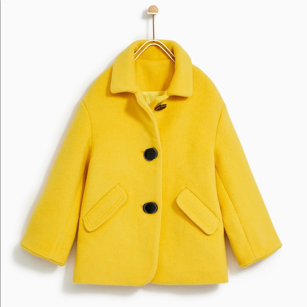 NWOT Zara Kids Yellow Pea Coat
